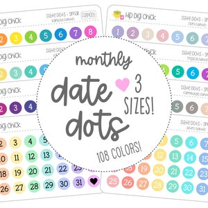 Monthly Date Dots Number Planner Stickers