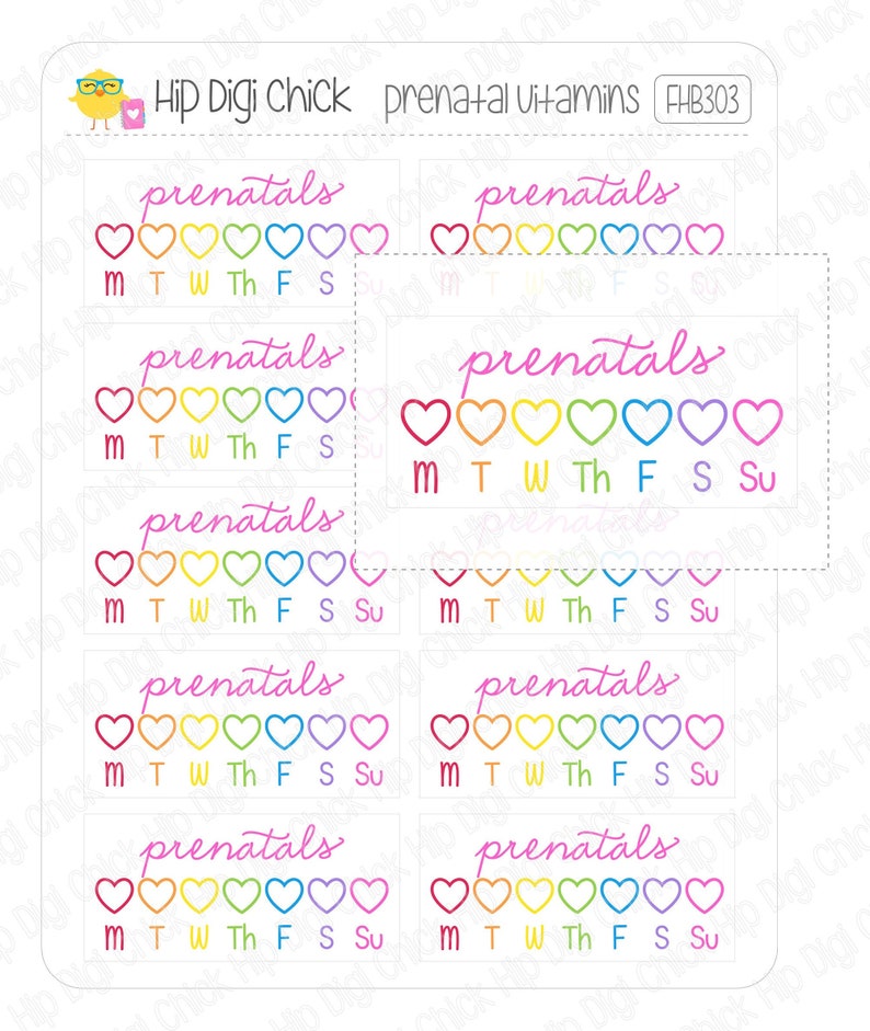 Prenatal Vitamin Daily Weekly Reminder Planner Stickers - Etsy