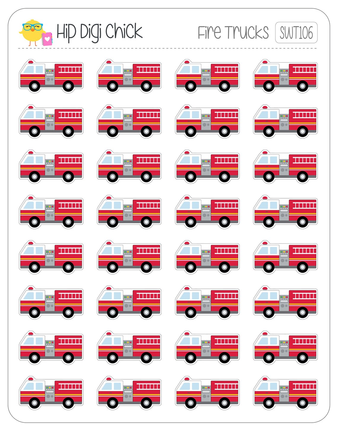 Fire Truck Fireman Work Planner Stickers - Etsy