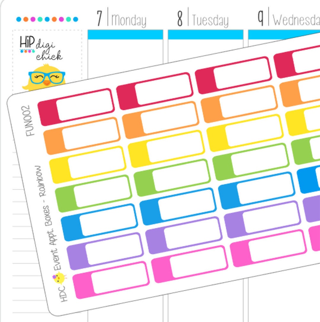 Event Appointment Box Planner Stickers - Rainbow - Etsy