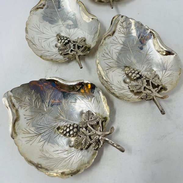 Set of Vintage Sterling Silver Vine Leaf Fruit Bowls