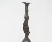 Japanese Candle Stick Holder Meiji Bronze