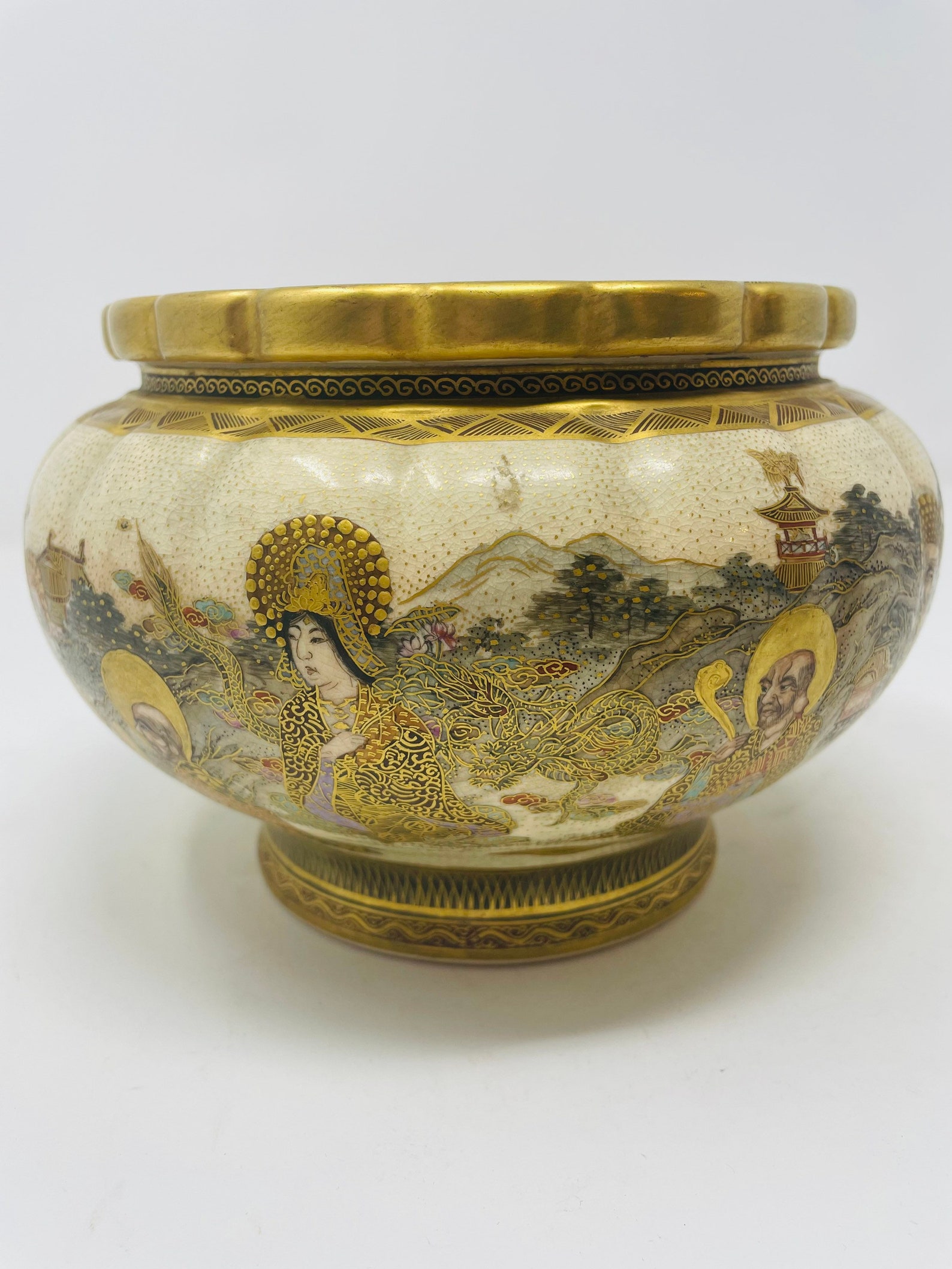 19th Century Japanese Satsuma Hand Painted & Enameled Porcelain Bowl