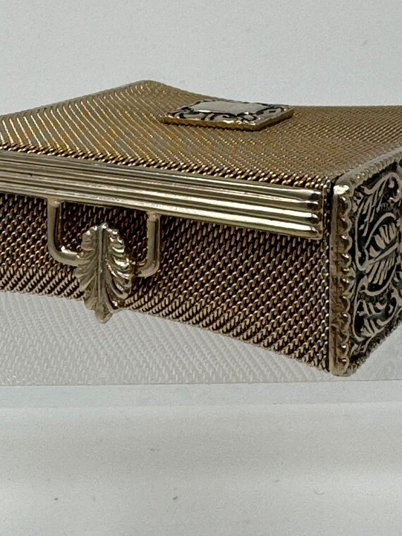 Victorian Jewelry Box, Silver Plated Mesh Etui - image 4