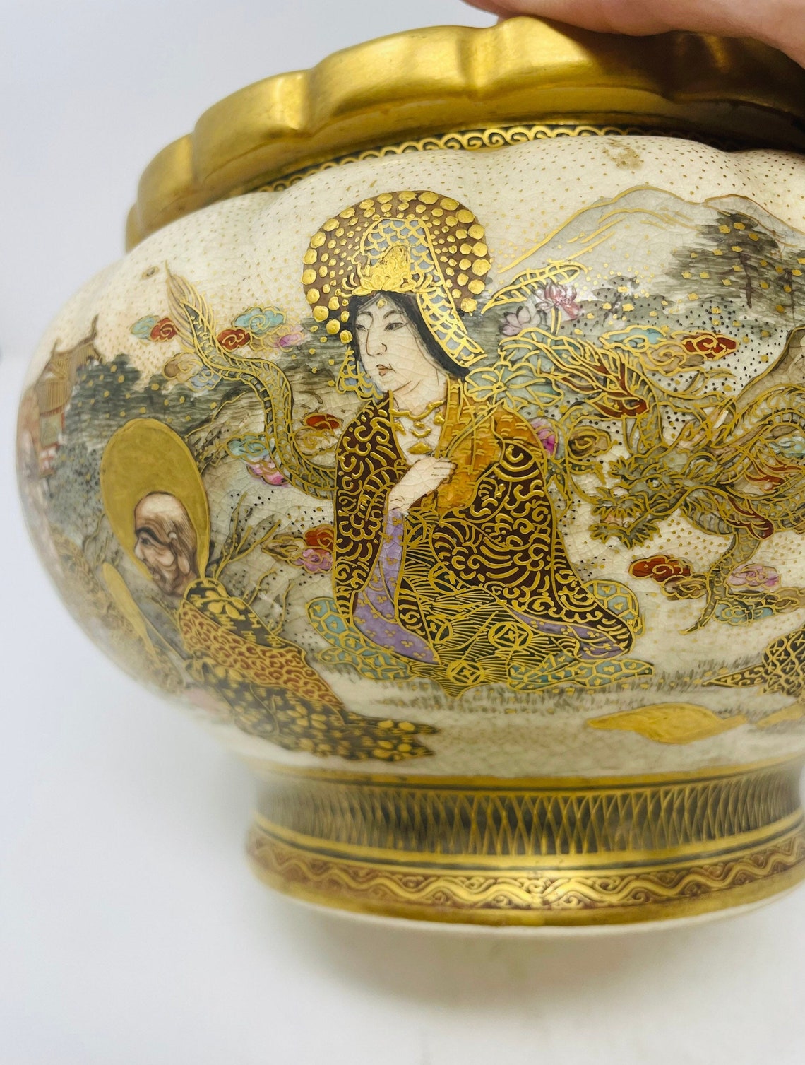 19th Century Japanese Satsuma Hand Painted & Enameled Porcelain Bowl