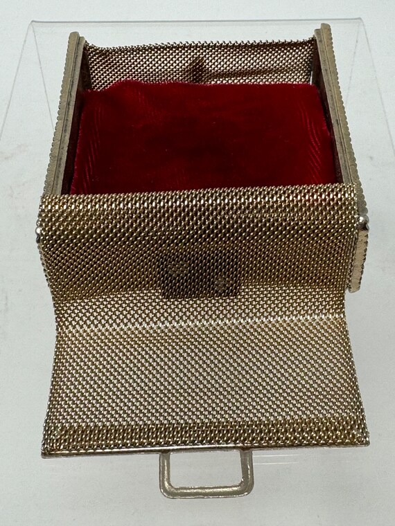 Victorian Jewelry Box, Silver Plated Mesh Etui - image 8