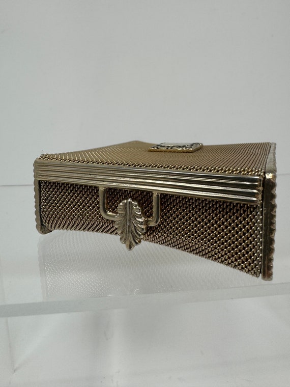 Victorian Jewelry Box, Silver Plated Mesh Etui - image 5