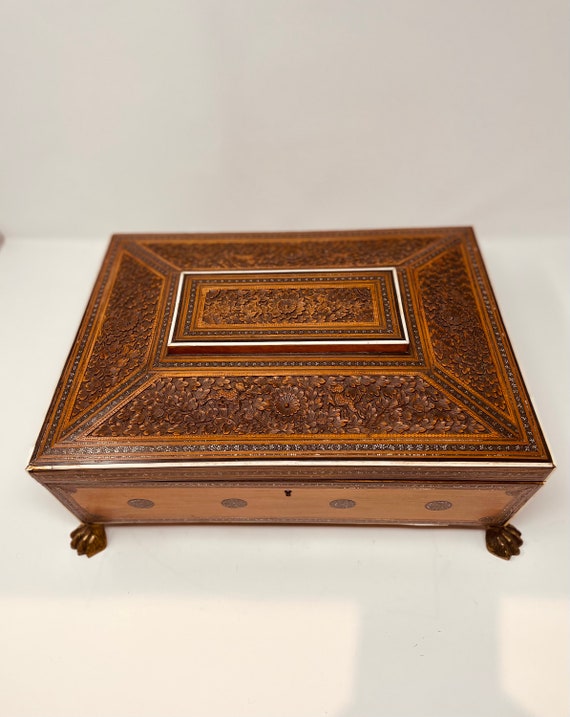 19th Century Anglo-Indian Jewelry Box, Antique Sa… - image 3