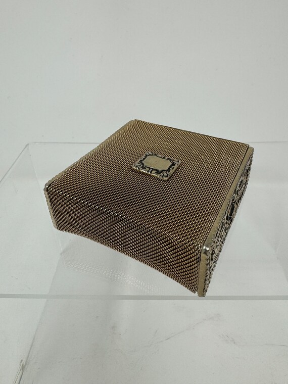 Victorian Jewelry Box, Silver Plated Mesh Etui - image 2