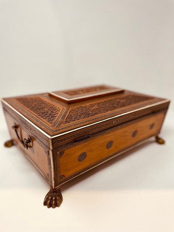 19th Century Anglo-Indian Jewelry Box, Antique Sa… - image 1