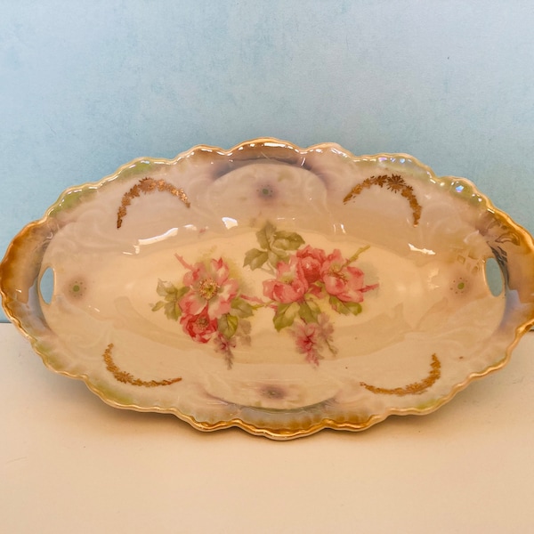 Vintage Relish Dish Cabbage Roses Tea Party Perfect, Mother's Day