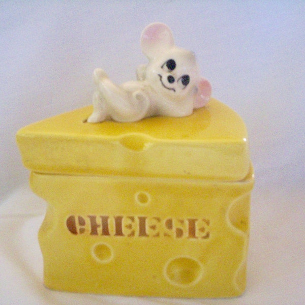 Lefton Mouse Cheese Vintage Covered Dish, Lidded Box, Japan