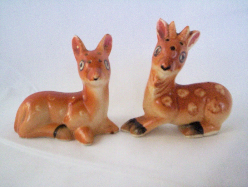 Spotted Deer or Fawns Vintage Deer Salt and Pepper Shakers
