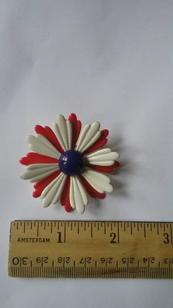 Vintage Brooch or Pin Red, White and Blue, 1970s … - image 2
