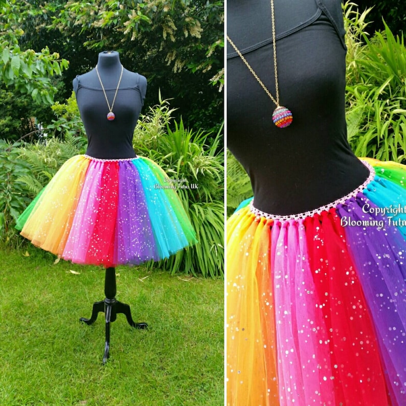 ADULT Rainbow Coloured Sparkly Knee Length Tutu Skirt Etsy