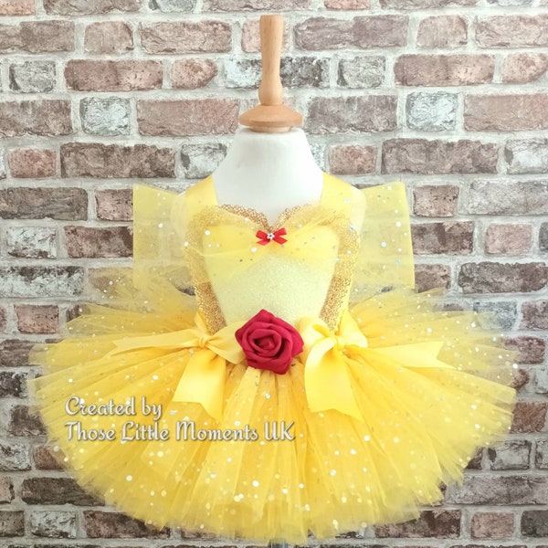 Baby Yellow Princess Super Sparkly Tutu Dress- Short- Cake Smash, Birthday, Party, Pageant, Fancy Dress - FREE UK DELIVERY