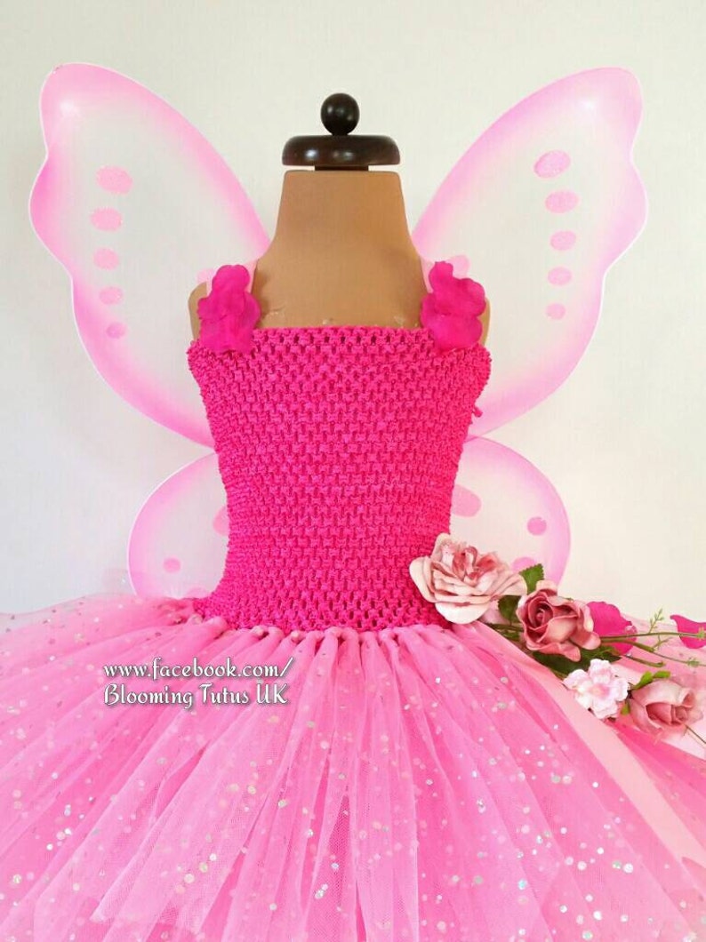 Party Pink Fairy Sparkly Tutu Dress Fairy with Wings-Birthday FREE UK DELIVERY Fancy Dress Photoshoot Party