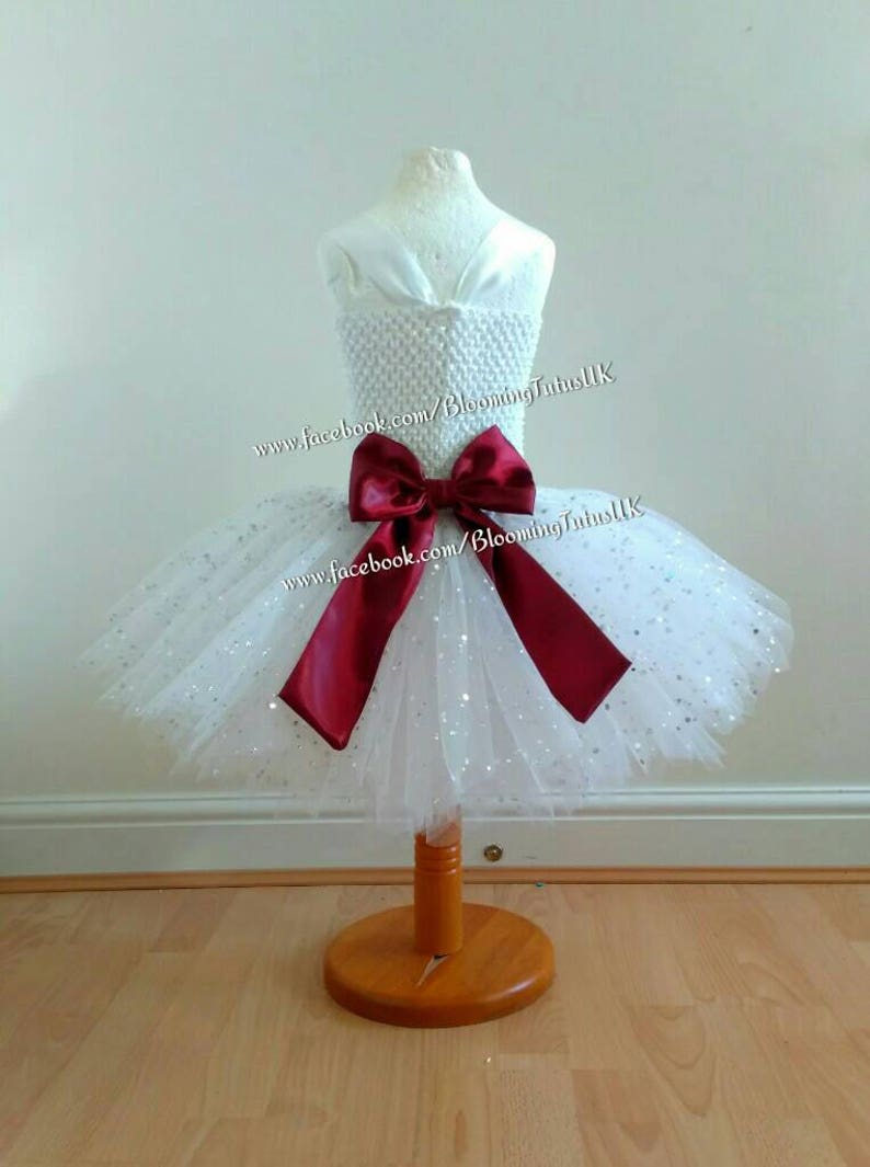 Wedding can be made in any colour -FREE UK DELIVERY Pageant White Flower Girl Sparkly Tutu Dress and Hair Bow-Birthday Party Photoshoot