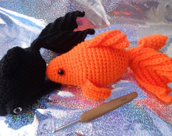 Black moor Goldfish Koi crochet handmade Aquatic soft toy Aquarium figure fish pets