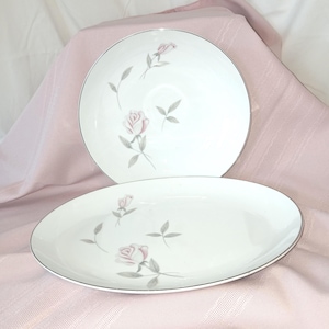 Gambles Import Corp., Fine China, Argent Rose, Serving Bowl and Platter, Made in Japan, Vintage