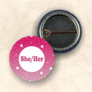 Colourful Pronoun Badges | 25mm Pin Badges | LGBTQ+ Pins | He/Him, She/Her, They/Them, Ask Me, Any Pronouns |