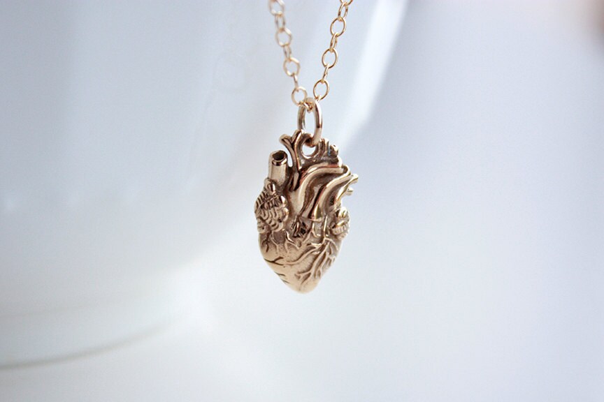 Anatomical Heart Necklace Heart Charm Necklace Anatomical Etsy