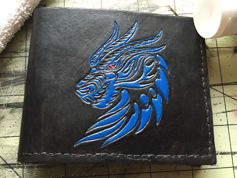 celtic wallet customizable wallet leather bi-fold dragon wallet leather wallet Bi-fold wallet tooled wallet