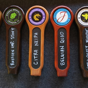 Custom keg tap handle with chalkboard and full color graphic, 8 inches tall