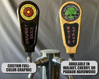 Custom tap handle, chalkboard with full color graphic, 6 inches tall
