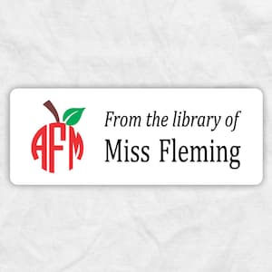 Apple Book Labels, Teacher Monogram Supplies From the Library of Classroom Stickers, BL6