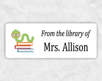 Bookworm Book Labels: Teacher Classroom Library Stickers, BL2