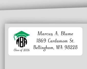 2026 Graduation Monogram Address Labels: White or Clear, GR4