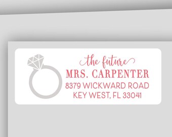 Future Mrs. Bridal Shower Address Labels: Newly Engaged Return Address Stickers, FUTUREMRS