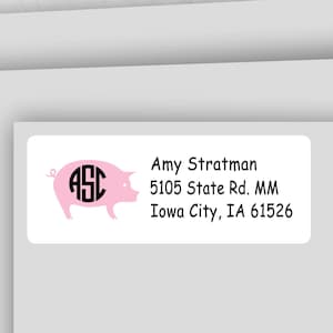 Pig Monogram Return Address Labels: 4-H Farmhouse Stickers, PIG