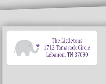 Elephant Return Address Labels: Baby Shower Stickers, ELEPHANT