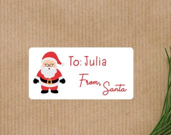 Personalized Santa Claus Gift Tags: Christmas Present Stickers, L24CHR4