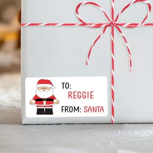 Étiquettes cadeaux personnalisées du Père Noël : Étiquettes cadeaux de Noël, L24CHR1