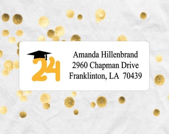 Class of 2024 Graduation Return Address Labels, White or Clear Grad School or College Address Labels, GR8