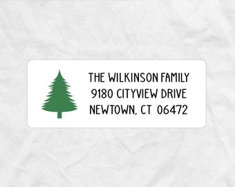 Evergreen Tree Return Address Labels, Spruce Fir Pine Tree Address Labels, EVERGREEN