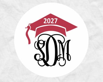 Class of 2027 Monogram Graduation Envelope Seals: Party Announcement, R16x2x25.GR3
