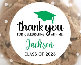 Personalized Graduation Party Favor Stickers: Class of 2026, R2x2.5.GR15