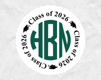 Class of 2026 Graduation Envelope Seals: Monogram Stickers, R16x2x25.GR12RM