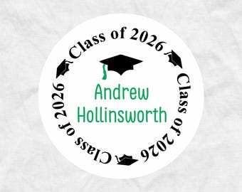 Class of 2026 Graduation Envelope Seals: Personalized Announcement Stickers, R16x2x25.GR12NAME