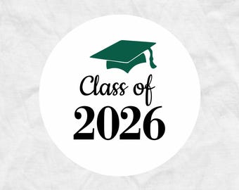 Class of 2026 Graduation Hat Envelope Seals: Senior Year Stickers, R16x2x25.GR2