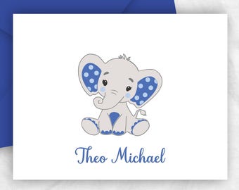 Baby Elephant Thank You Cards, Baby Shower Thank You Cards, ELEBABYBOYNAME
