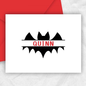 Bat Stationery Note Cards Gift, Bat Birthday Halloween Party Thank You Cards, BATNAME