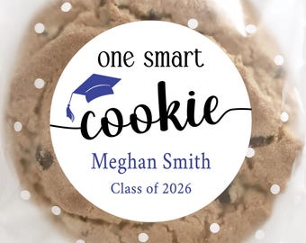 Personalized Graduation Party Stickers, One Smart Cookie Party Favors, R2x2.5.GR19