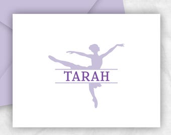 Ballet Dance Recital Thank You Cards, Ballerina Stationery Note Cards Gift,  BALLETNAME2