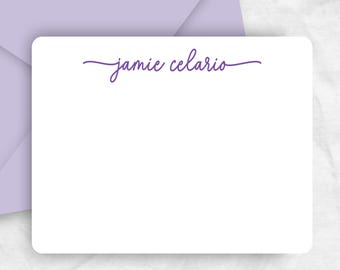 Personalized Stationery Note Cards, Script Name Flat Thank You Cards Gift, FLATNAME3
