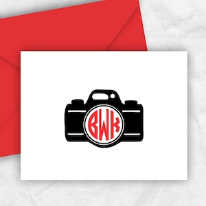 Monogram Camera Note Cards: Personalized Stationery Thank You Cards, CAMERAM